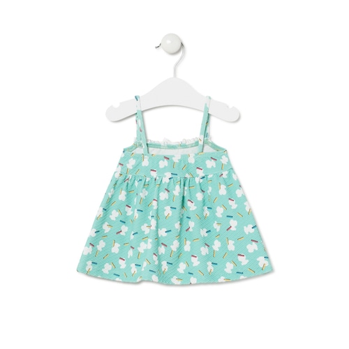 Vestido evasé de alças Party Verde