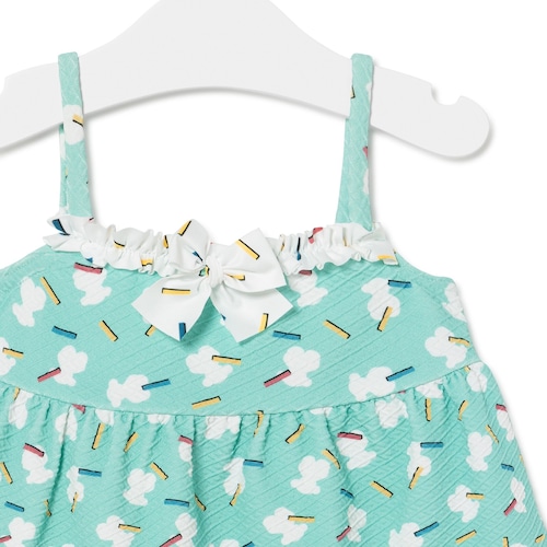 Vestido evasé de alças Party Verde