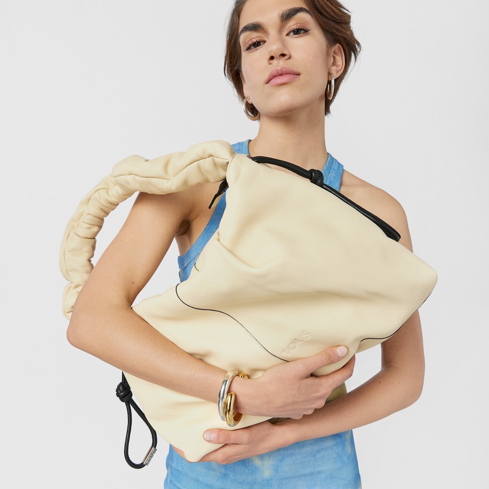 Large beige leather TOUS Soft One-shoulder bag image number 5