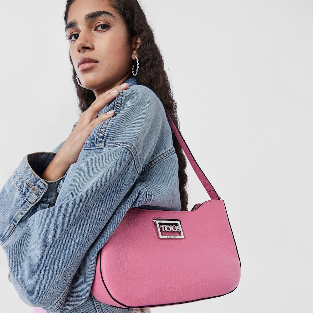 Bolso de hombro de piel rosa TOUS Legacy image number 4