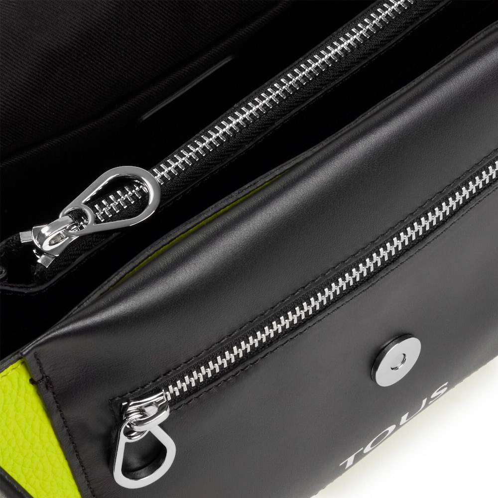 Medium lime and black leather TOUS Empire Crossbody bag image number 2