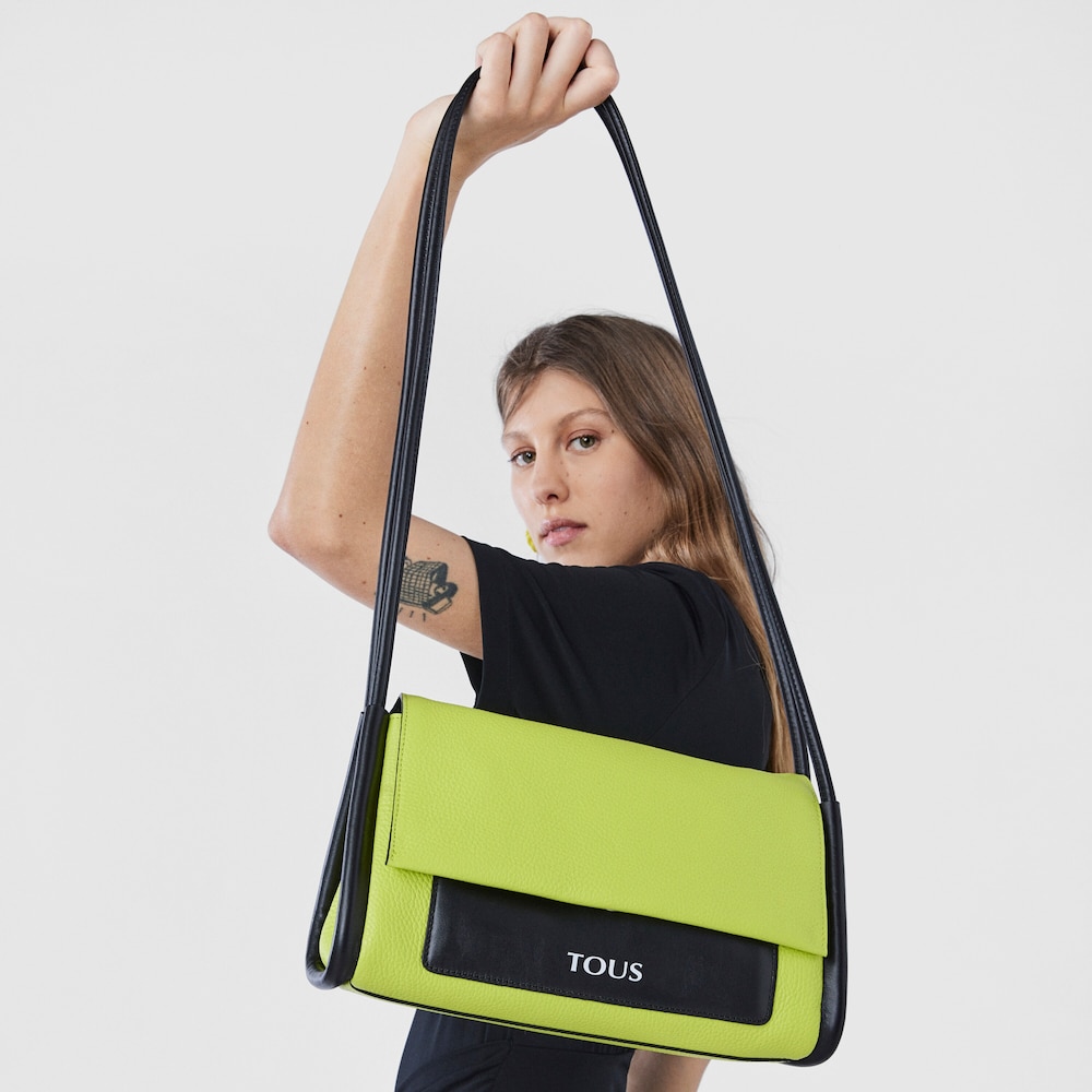 Medium lime and black leather TOUS Empire Crossbody bag image number 5