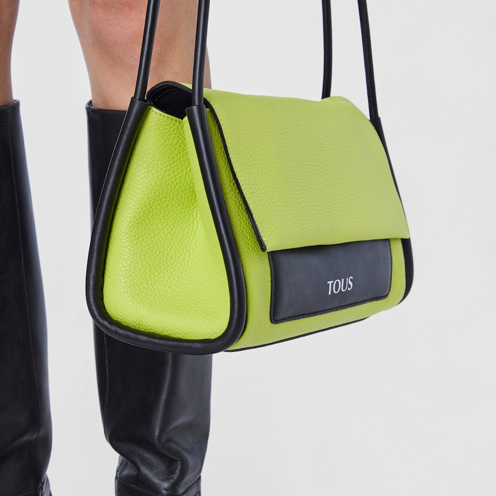 Medium lime and black leather TOUS Empire Crossbody bag image number 6