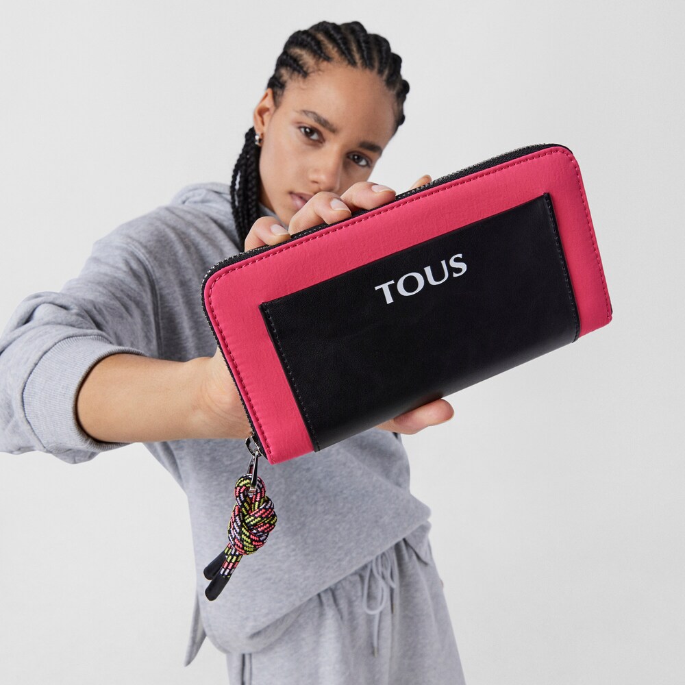 Medium fluorescent pink TOUS Empire Cotton Wallet image number 4