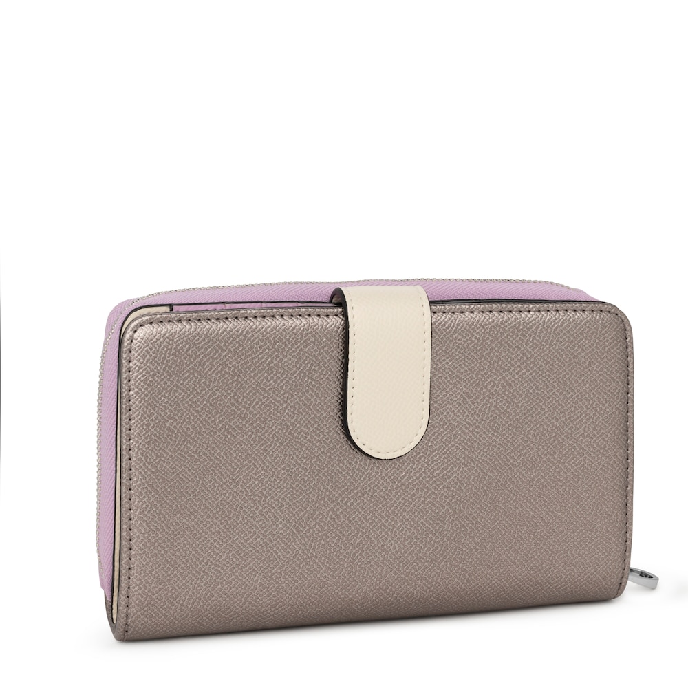 Billetera mediana plateada New Dubai Saffiano