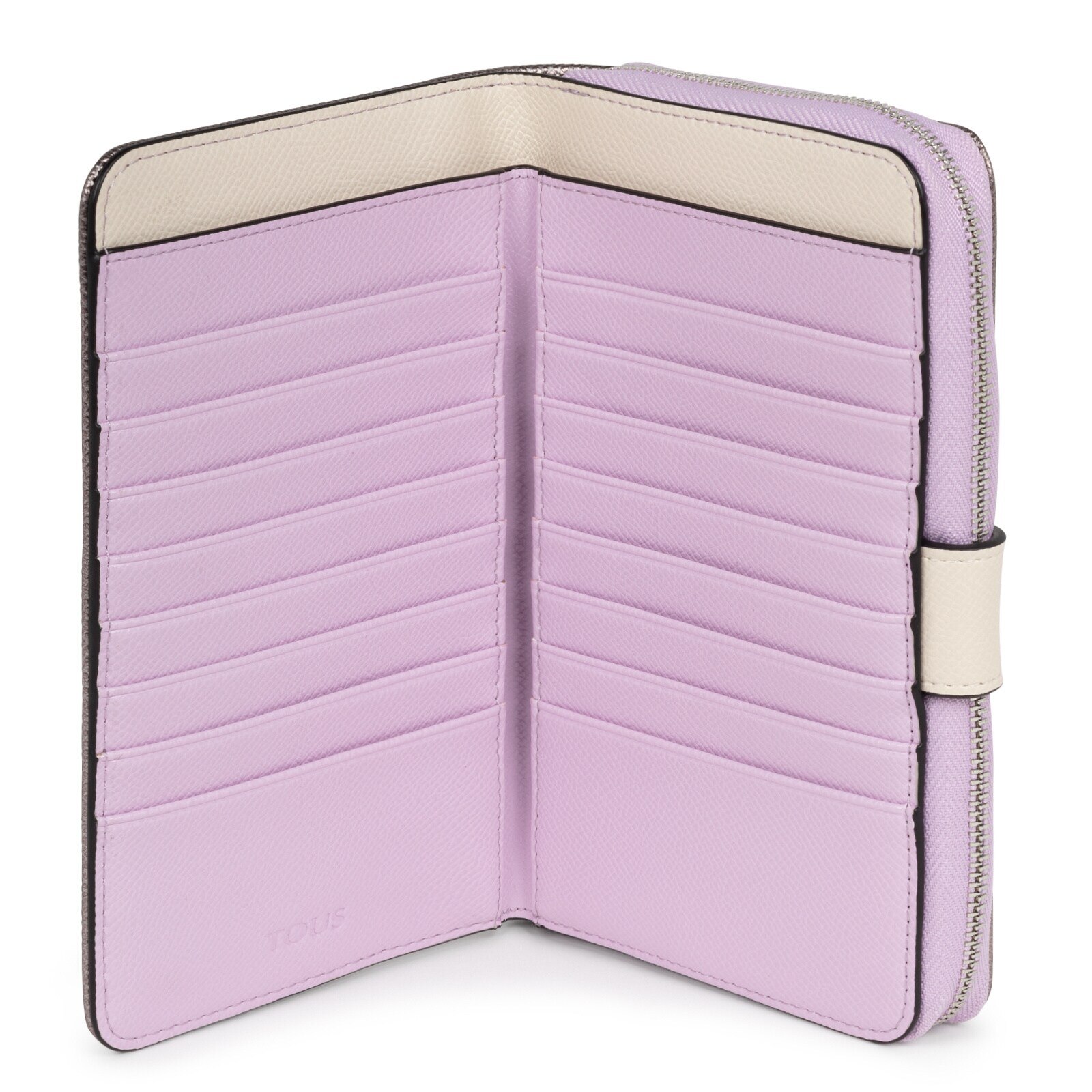 Medium silver-colored New Dubai Saffiano Wallet | TOUS