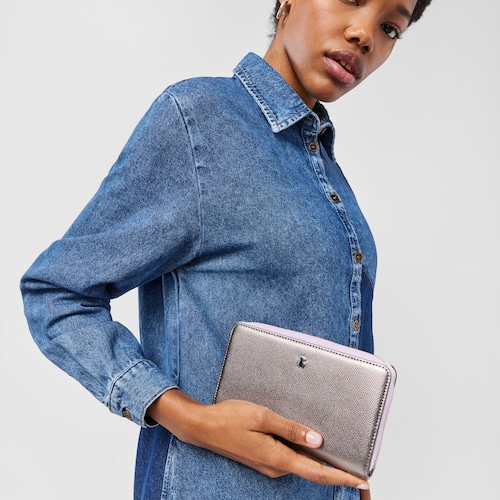 Medium silver-colored New Dubai Saffiano Wallet