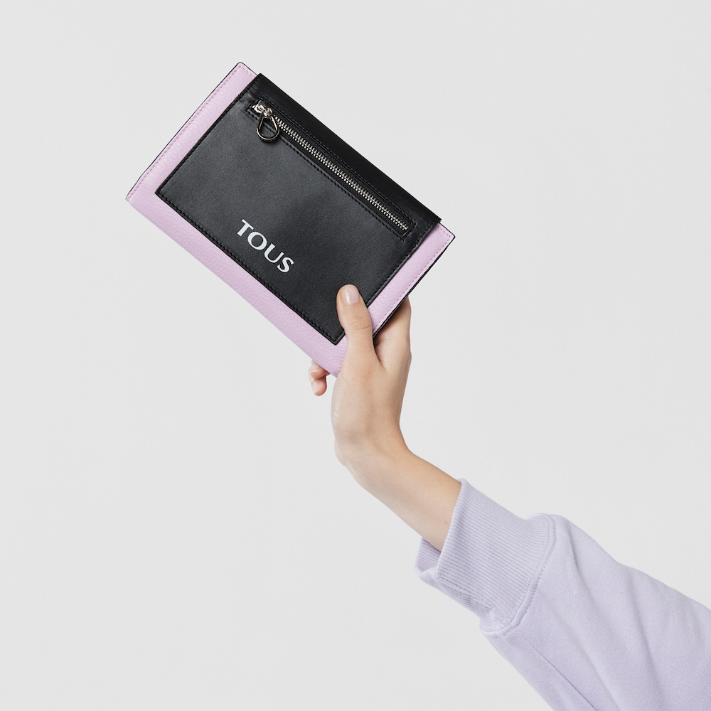 Średni fiołkowor&oacute;żowo-czarny sk&oacute;rzany portfel TOUS Empire