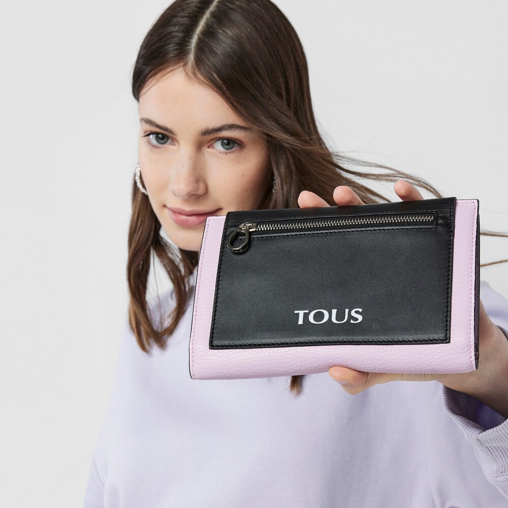 Średni fiołkowor&oacute;żowo-czarny sk&oacute;rzany portfel TOUS Empire