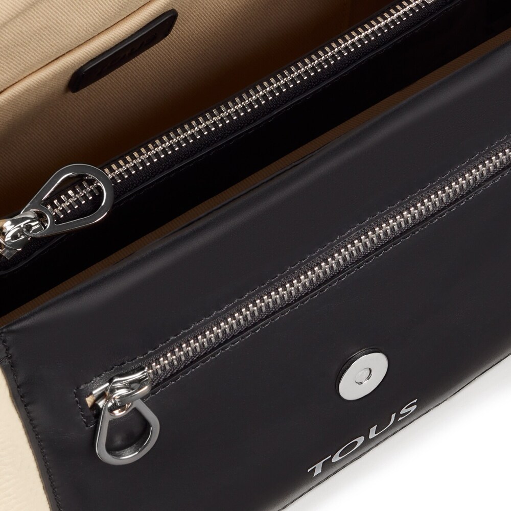 Medium beige and black leather TOUS Empire Crossbody bag image number 2