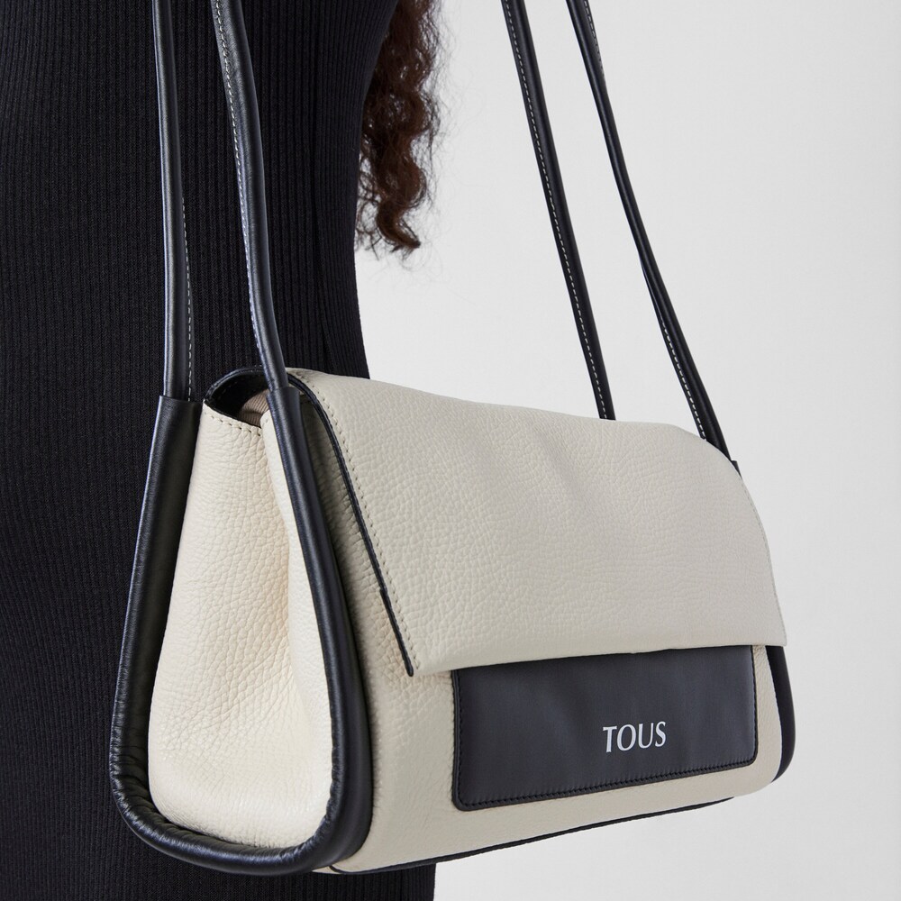 Medium beige and black leather TOUS Empire Crossbody bag image number 6