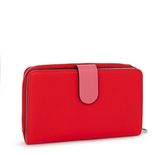 Billetera mediana roja New Dubai Saffiano