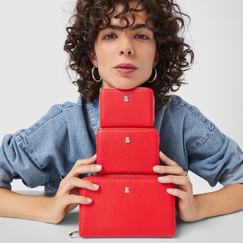 Billetera mediana roja New Dubai Saffiano