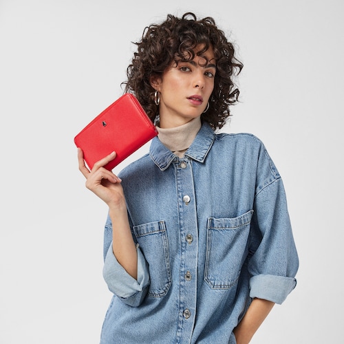 Billetera mediana roja New Dubai Saffiano