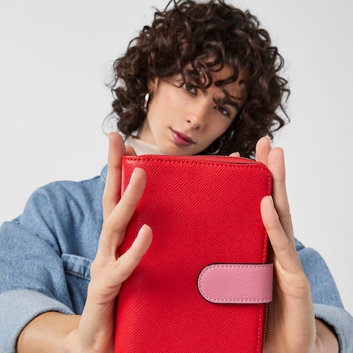 Billetera mediana roja New Dubai Saffiano