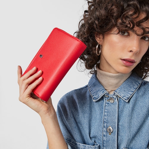 Billetera mediana roja New Dubai Saffiano