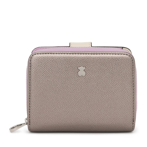 Billetera pequeña plateada New Dubai Saffiano