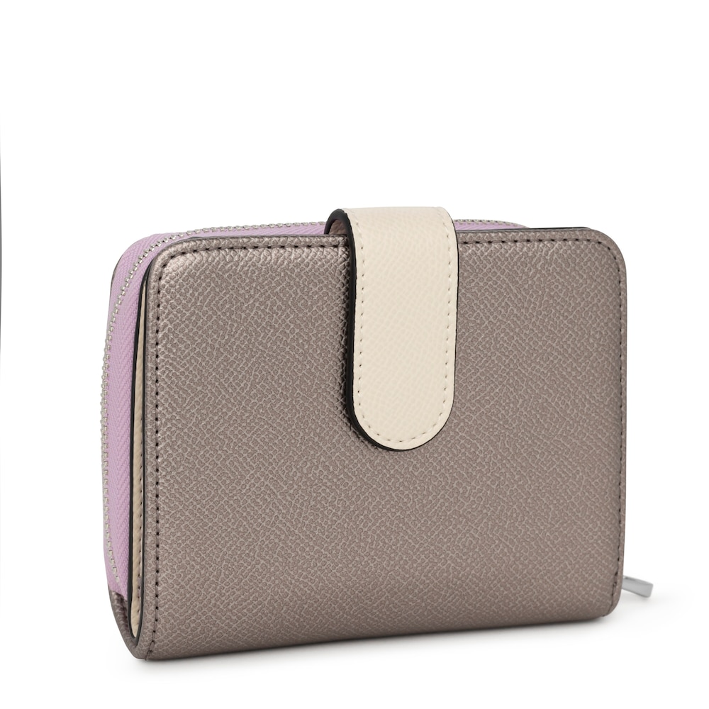 Billetera peque&ntilde;a plateada New Dubai Saffiano