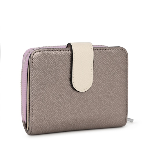 Billetera pequeña plateada New Dubai Saffiano