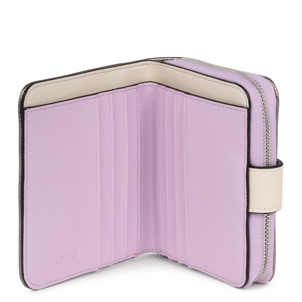 Billetera peque&ntilde;a plateada New Dubai Saffiano