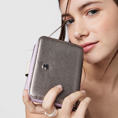 Billetera pequeña plateada New Dubai Saffiano