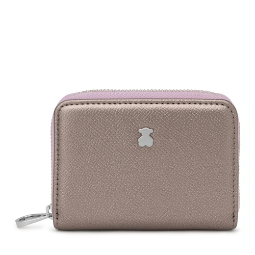 Monedero mediano plateado New Dubai Saffiano