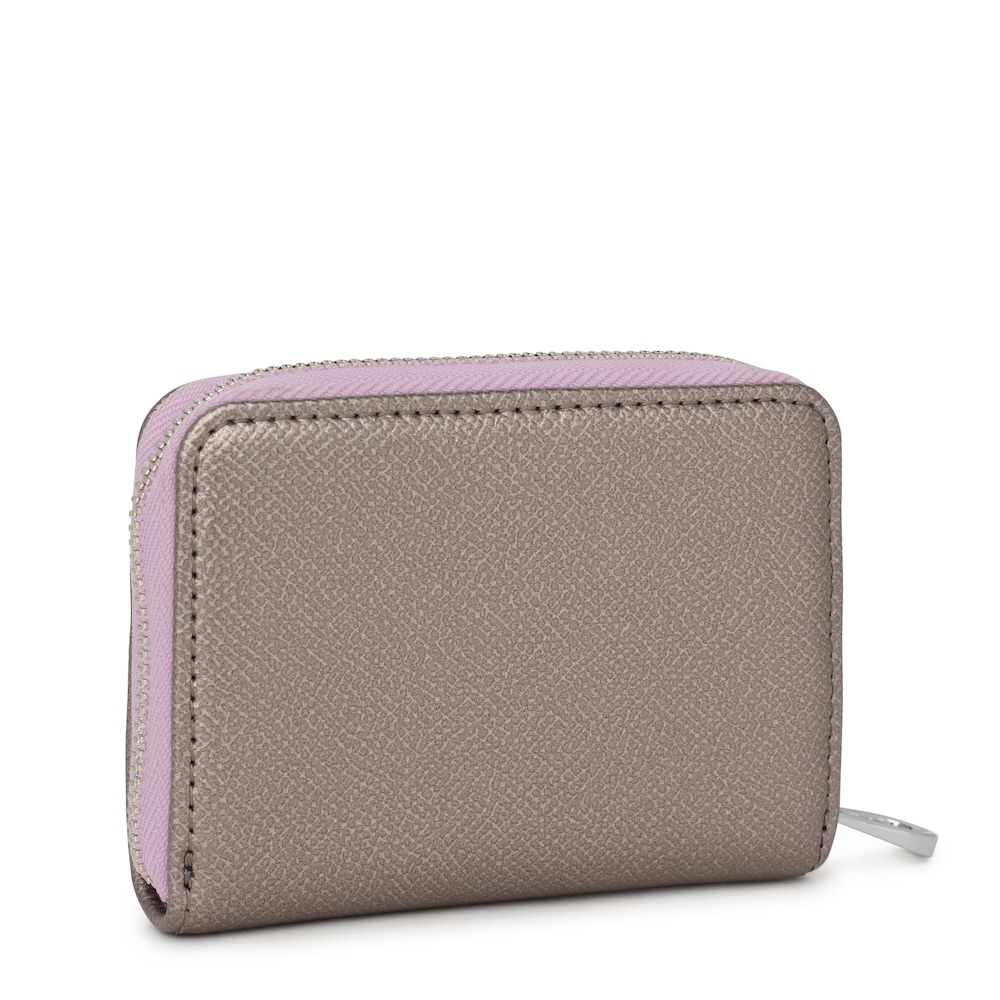 Středně velk&aacute; stř&iacute;brn&aacute; peněženka na mince New Dubai Saffiano