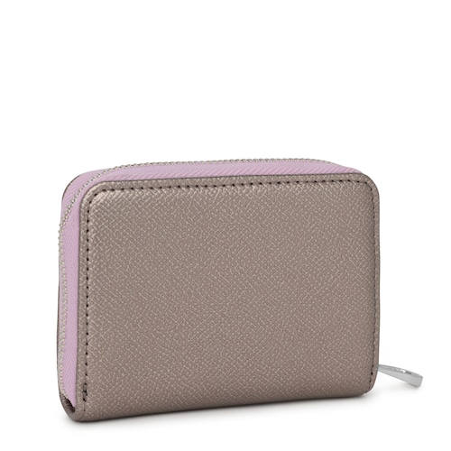 Monedero mediano plateado New Dubai Saffiano