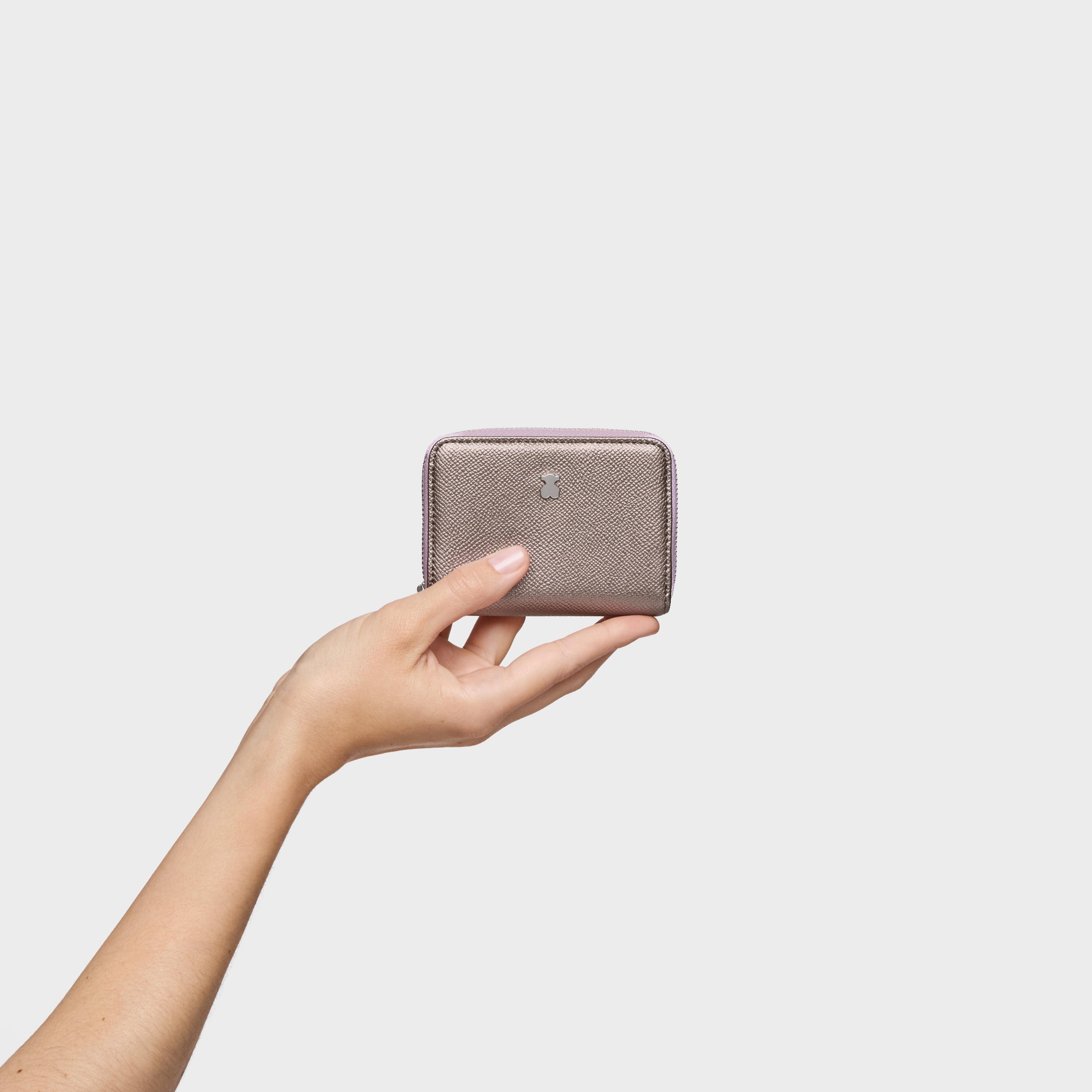 Medium silver-colored New Dubai Saffiano Change purse