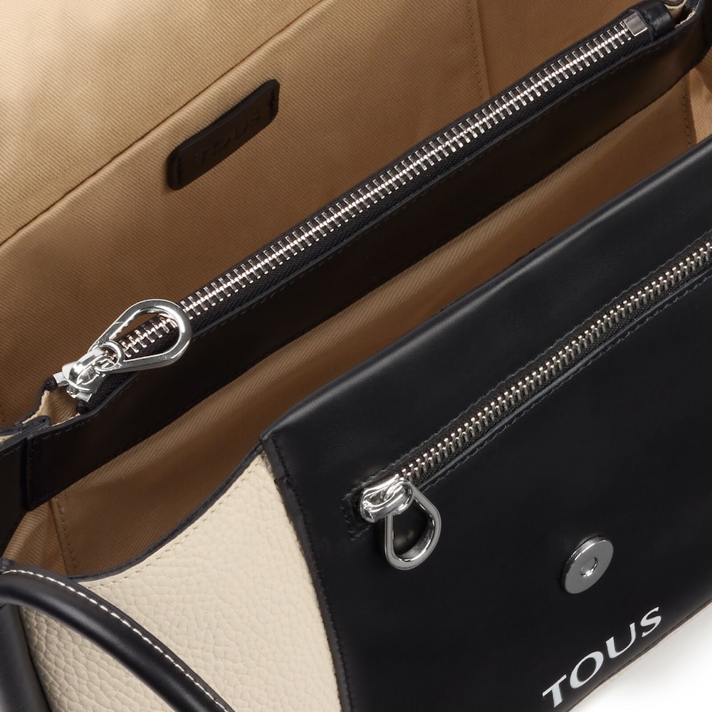 Large beige and black leather TOUS Empire Crossbody bag image number 2