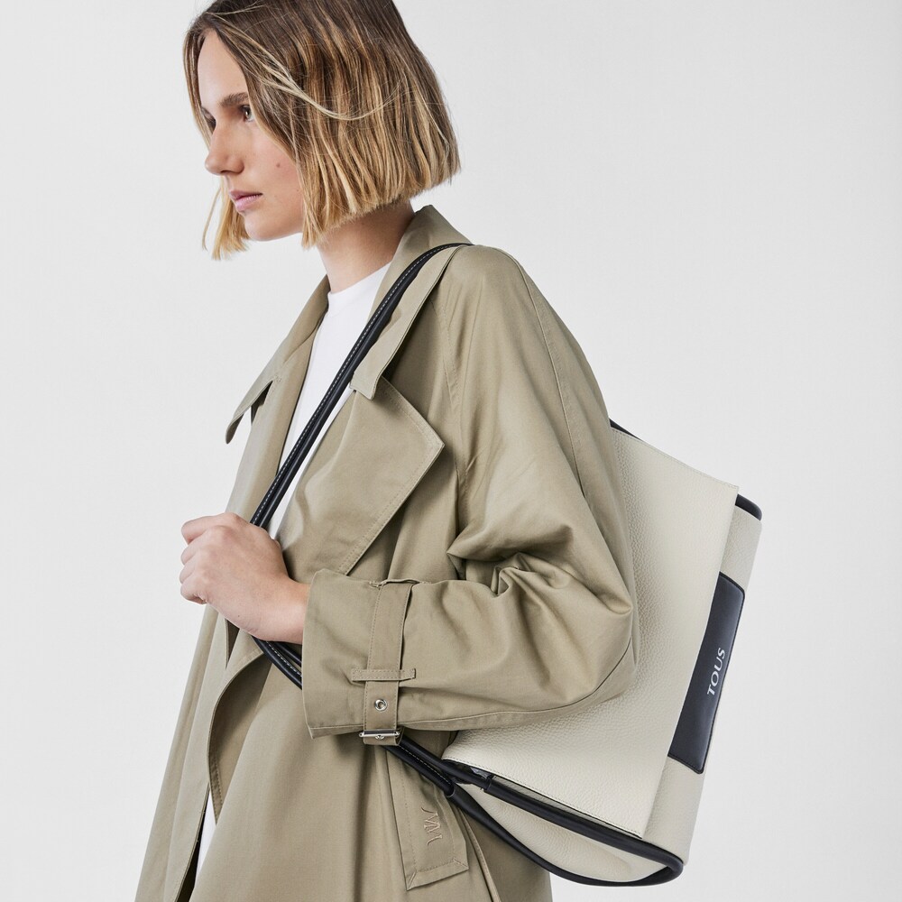 Large beige and black leather TOUS Empire Crossbody bag image number 4