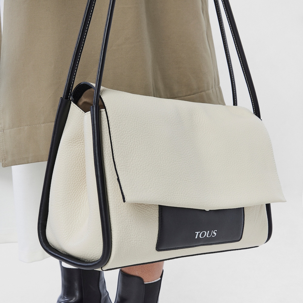 Large beige and black leather TOUS Empire Crossbody bag image number 6