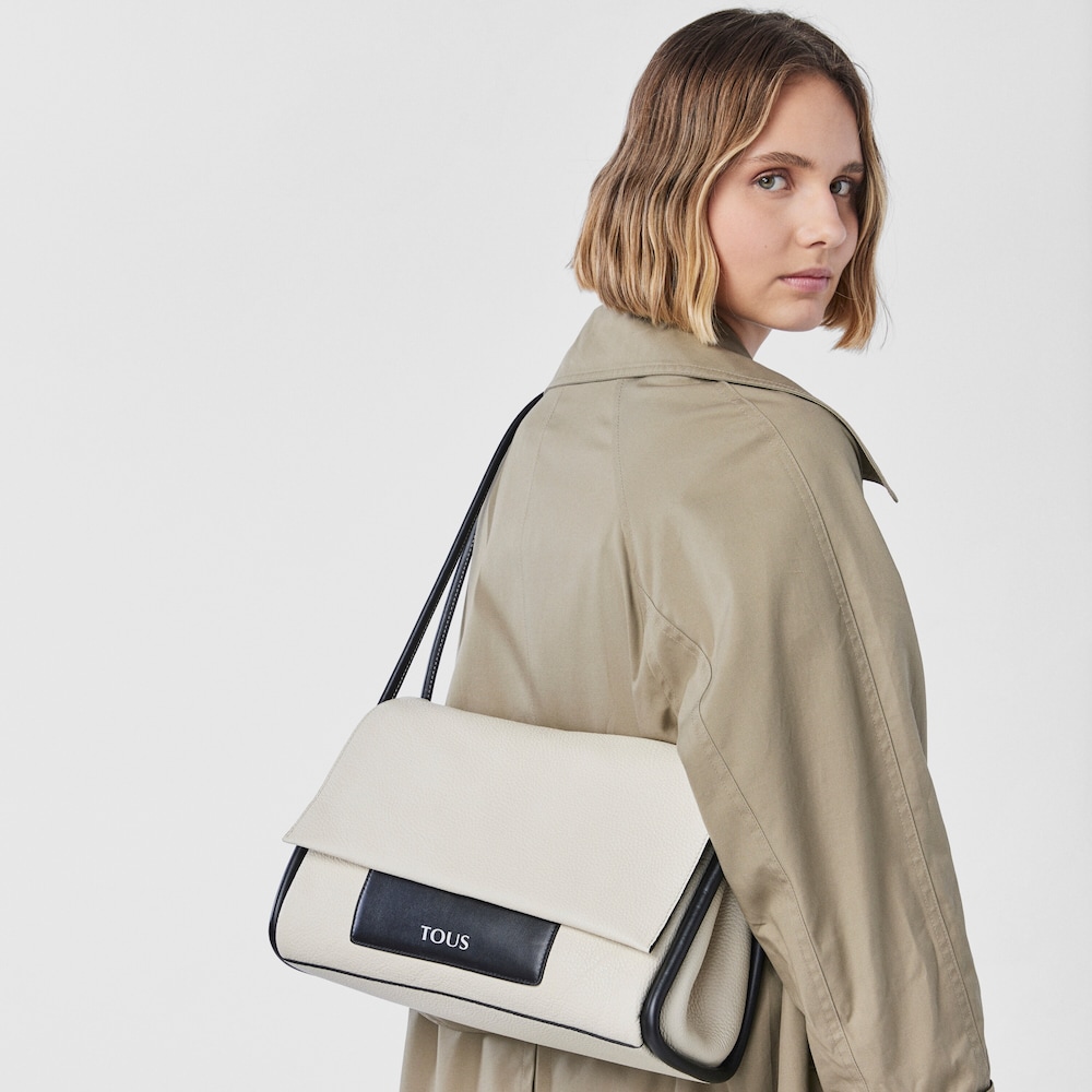 Large beige and black leather TOUS Empire Crossbody bag image number 7