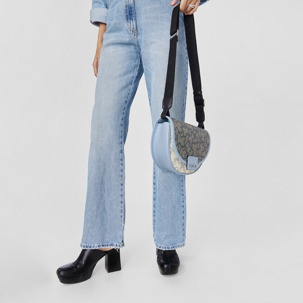 Medium beige and blue Amaya Kaos Icon Crossbody bag image number 5