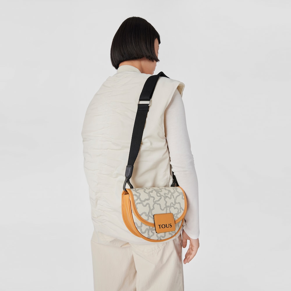 Bandolera peque&ntilde;a beige y mostaza Amaya Kaos Icon