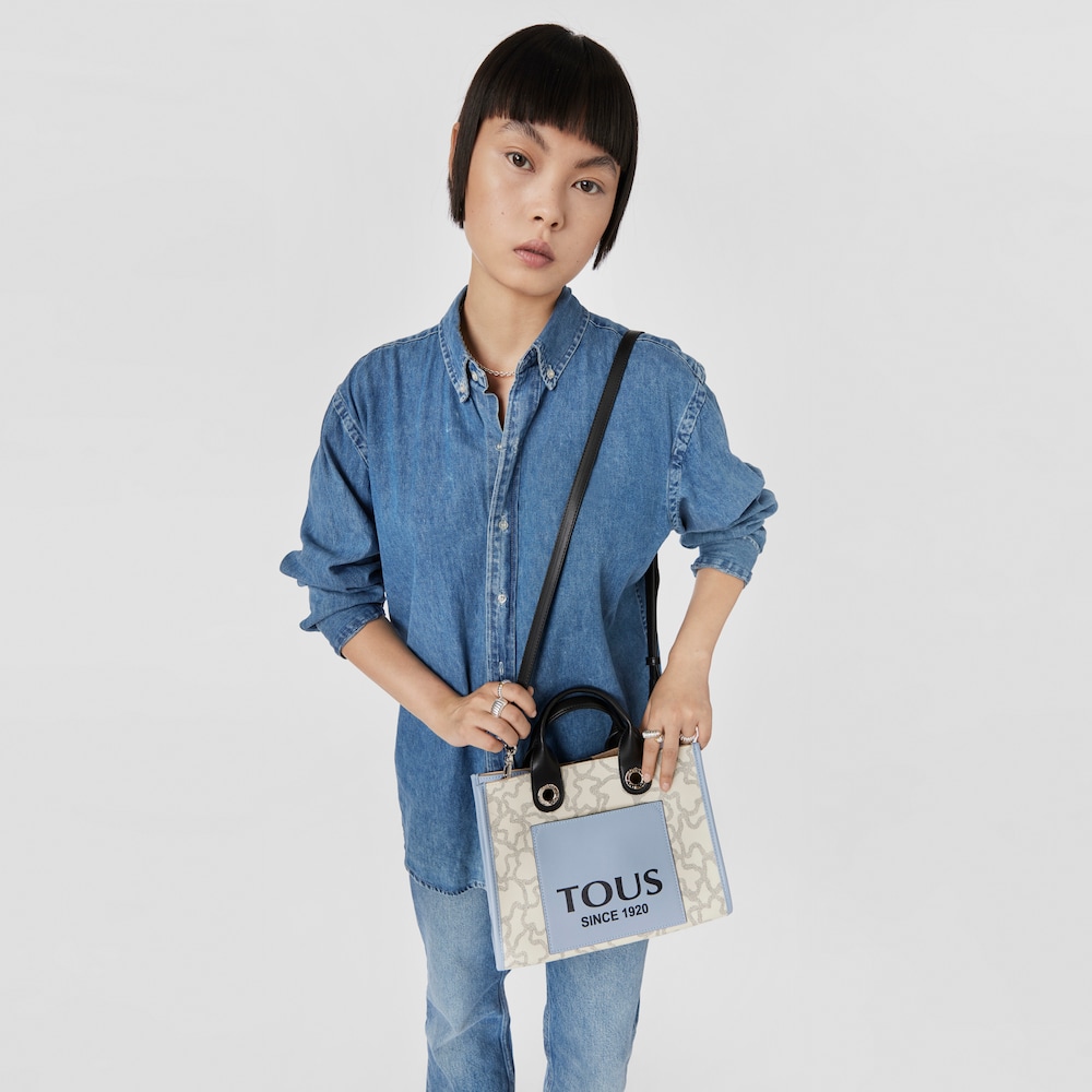 Medium beige and blue Amaya Kaos Icon Shopping bag image number 4