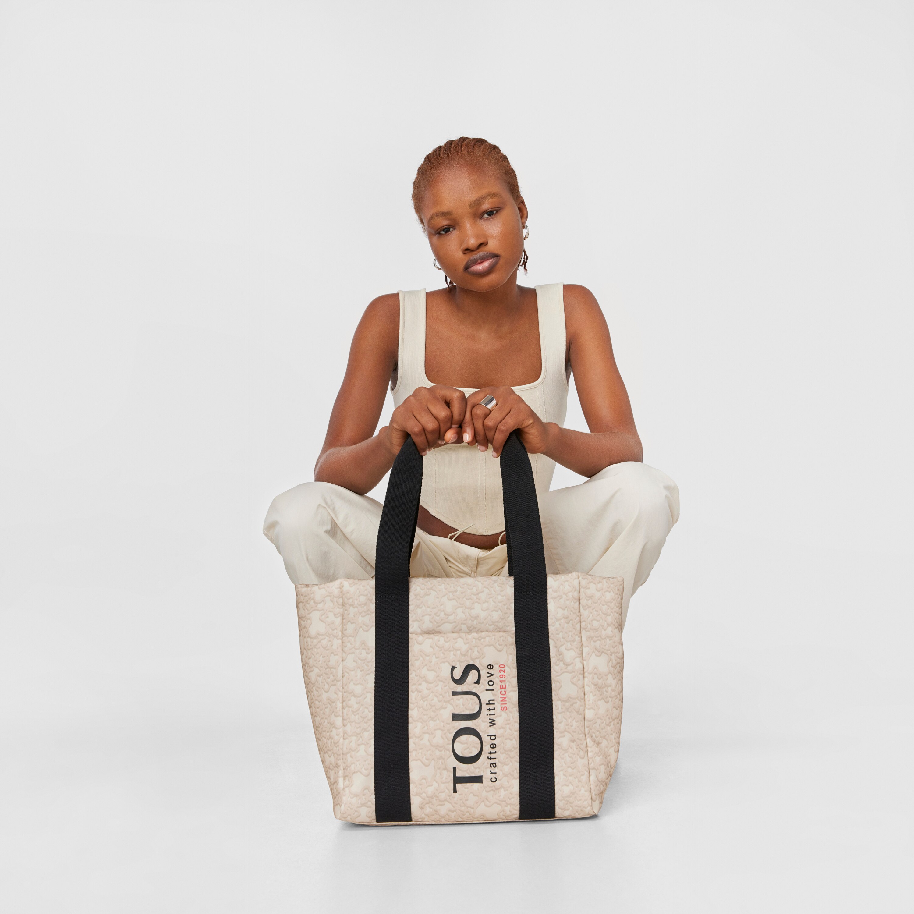 Small beige nylon Kaos Mini Evolution Tote bag | TOUS