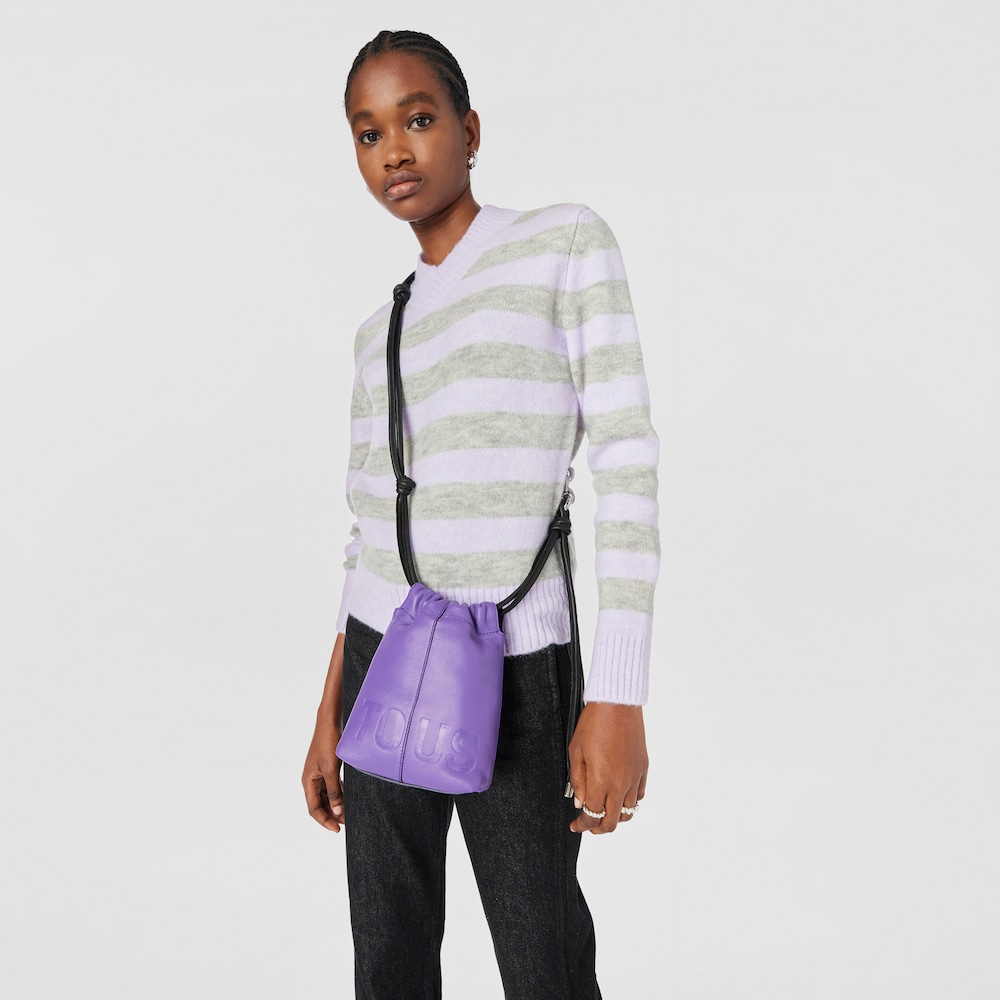 Lilac-colored leather TOUS Cloud Mini handbag image number 3