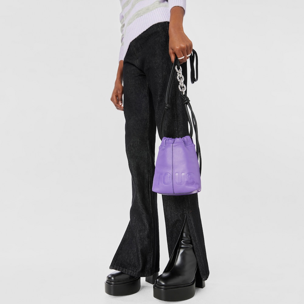 Lilac-colored leather TOUS Cloud Mini handbag image number 5