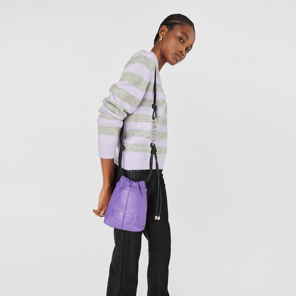Lilac-colored leather TOUS Cloud Mini handbag image number 6