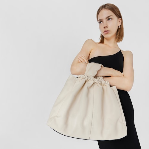 Large beige leather TOUS Cloud One-shoulder bag