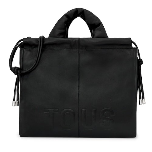 Large black leather TOUS Cloud One-shoulder bag