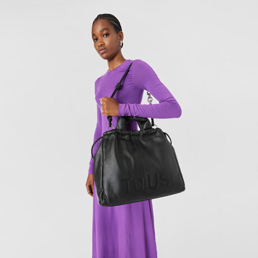 Saca grande negra de piel TOUS Cloud