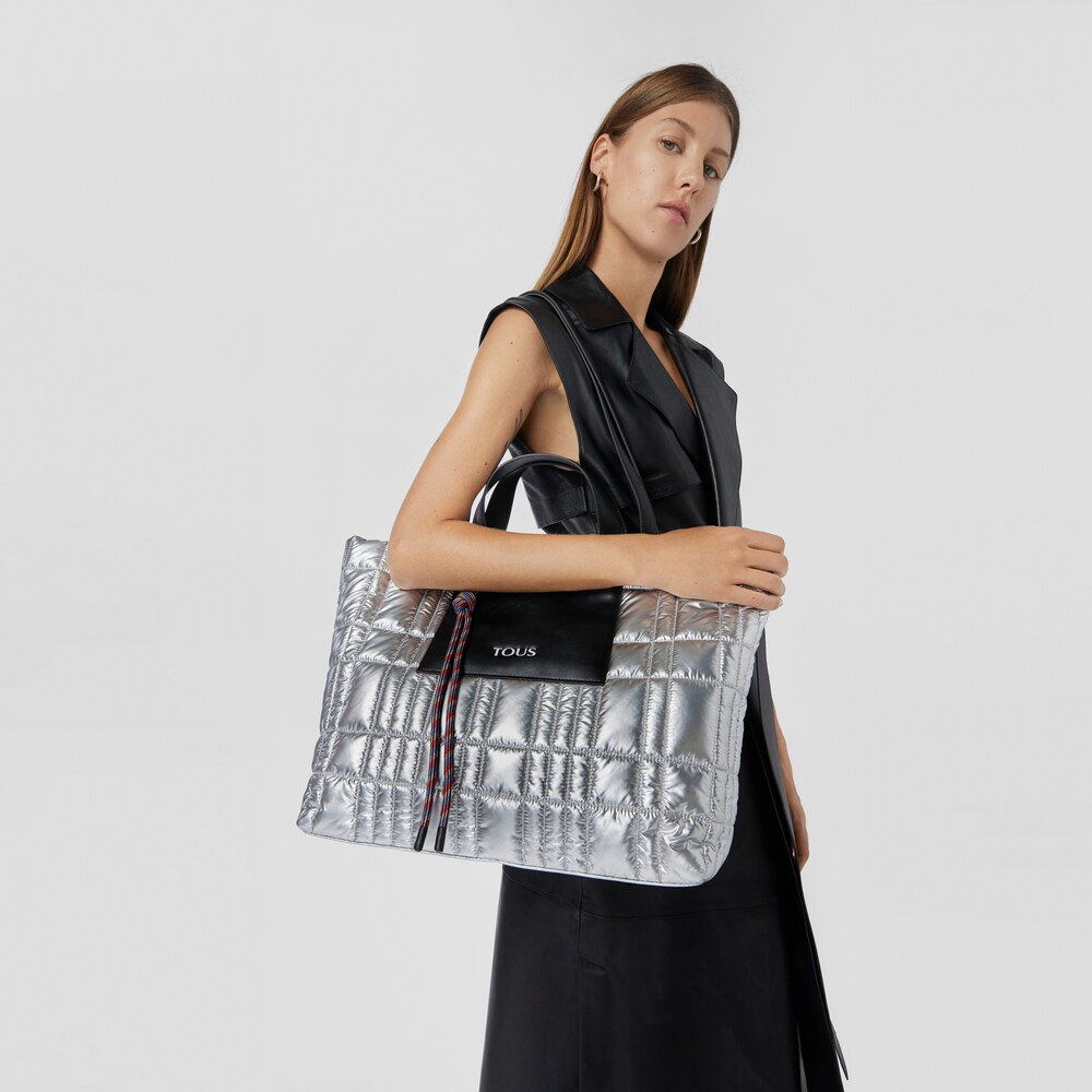 Large silver-colored TOUS Empire Padded Tote bag image number 6