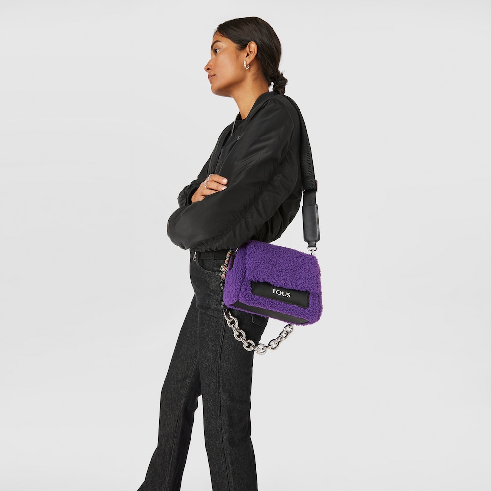 Small lilac-colored TOUS Empire Fur Crossbody bag image number 3