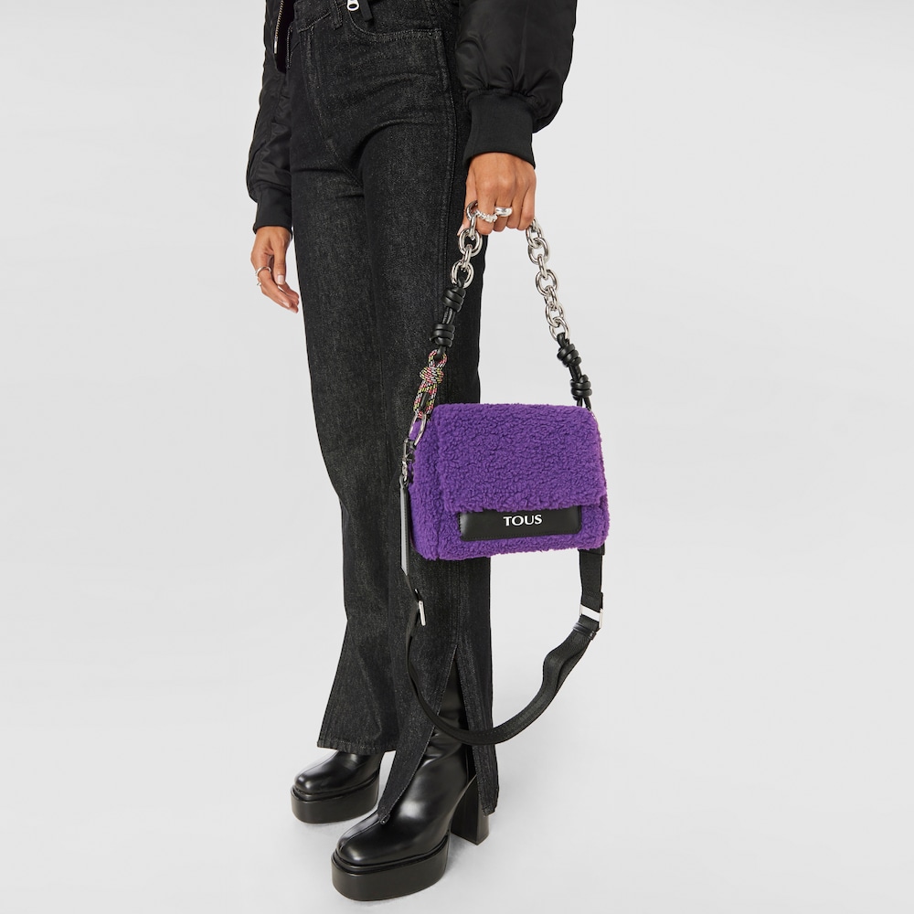 Small lilac-colored TOUS Empire Fur Crossbody bag image number 5