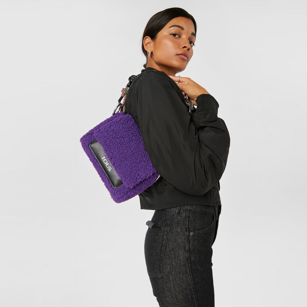 Small lilac-colored TOUS Empire Fur Crossbody bag image number 6