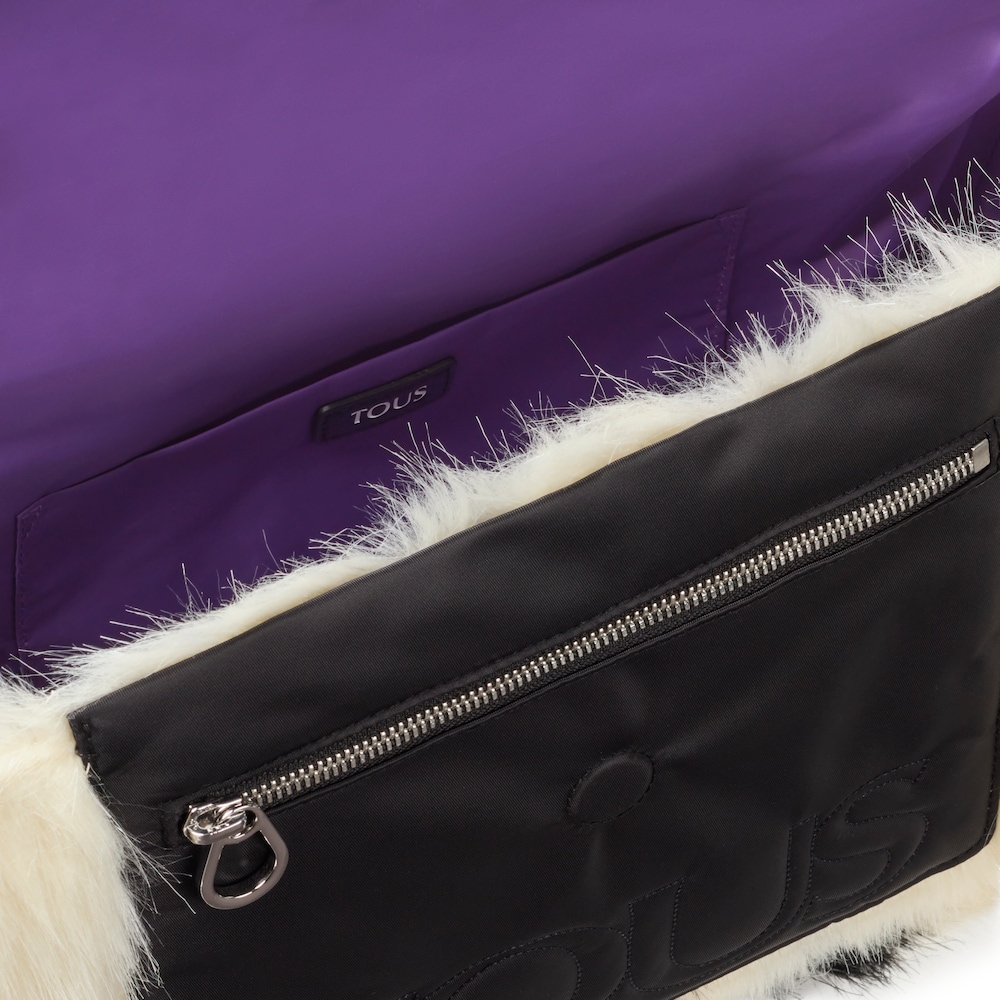 Large black and white TOUS Empire Fur Crossbody bag image number 2