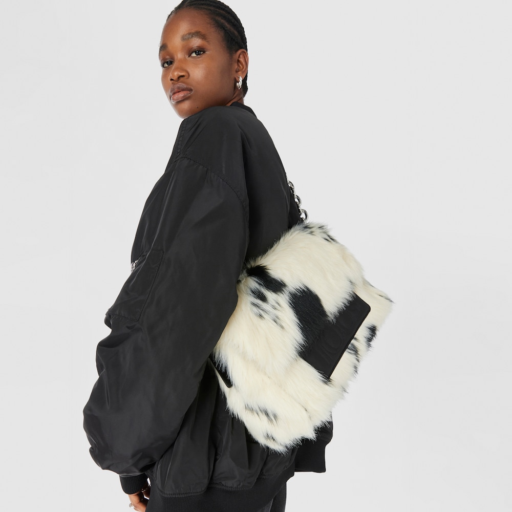 Large black and white TOUS Empire Fur Crossbody bag image number 3