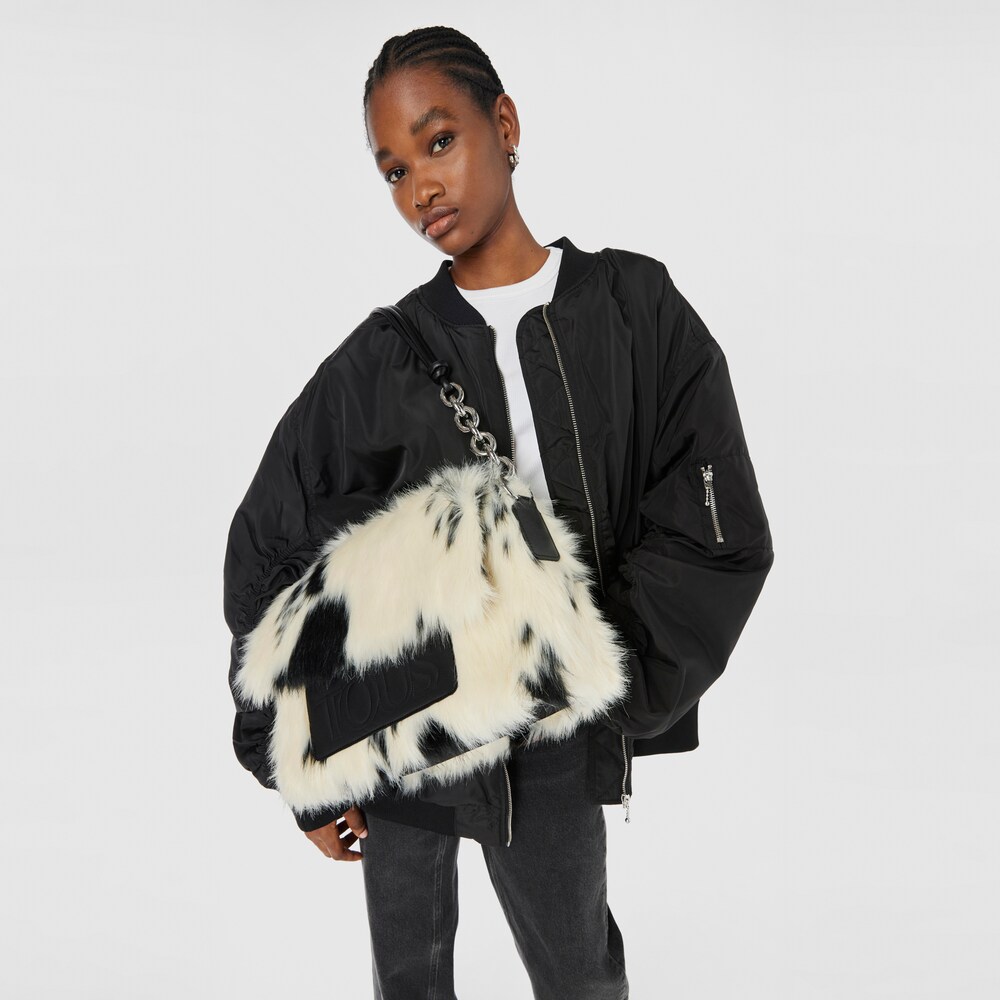 Large black and white TOUS Empire Fur Crossbody bag image number 4
